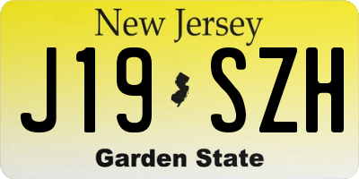 NJ license plate J19SZH