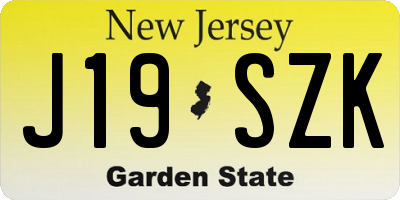 NJ license plate J19SZK