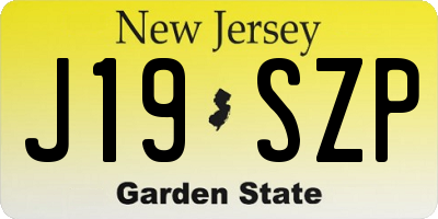 NJ license plate J19SZP