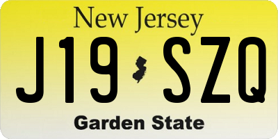 NJ license plate J19SZQ