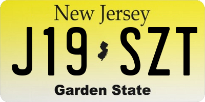 NJ license plate J19SZT