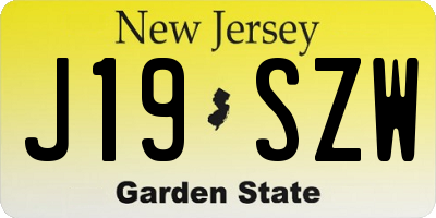 NJ license plate J19SZW