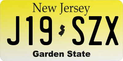NJ license plate J19SZX