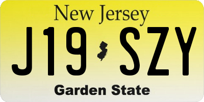 NJ license plate J19SZY