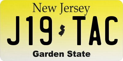 NJ license plate J19TAC