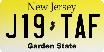 NJ license plate J19TAF