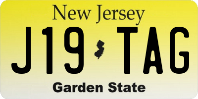 NJ license plate J19TAG