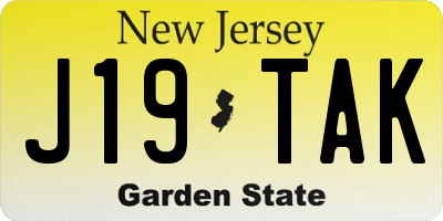 NJ license plate J19TAK