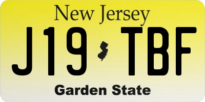 NJ license plate J19TBF