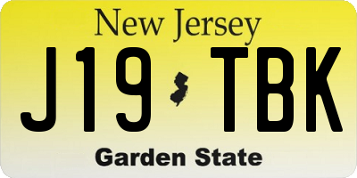 NJ license plate J19TBK