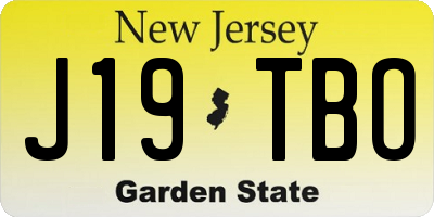 NJ license plate J19TBO