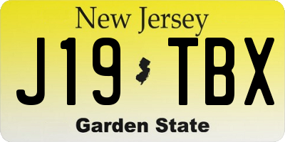 NJ license plate J19TBX
