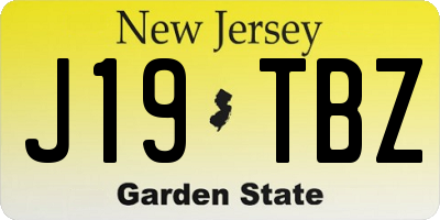 NJ license plate J19TBZ
