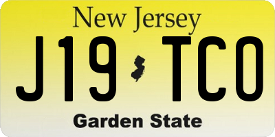 NJ license plate J19TCO