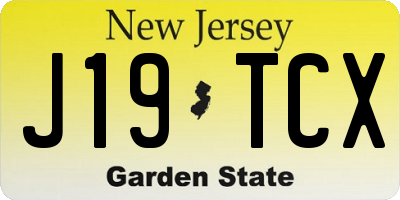 NJ license plate J19TCX