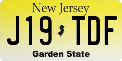 NJ license plate J19TDF