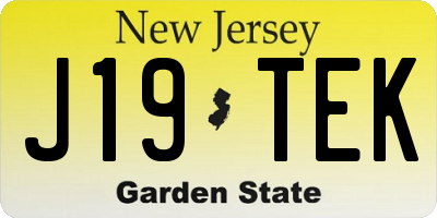 NJ license plate J19TEK