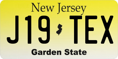 NJ license plate J19TEX