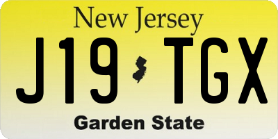 NJ license plate J19TGX