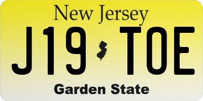 NJ license plate J19TOE
