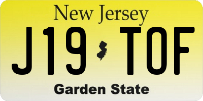 NJ license plate J19TOF