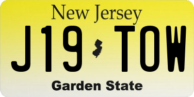 NJ license plate J19TOW