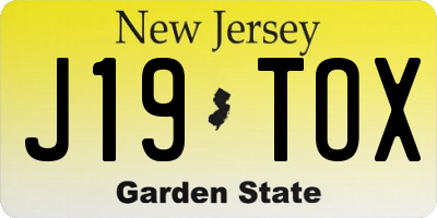 NJ license plate J19TOX