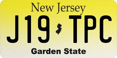 NJ license plate J19TPC