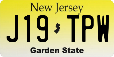 NJ license plate J19TPW