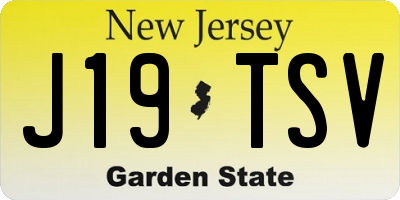 NJ license plate J19TSV