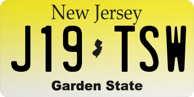 NJ license plate J19TSW