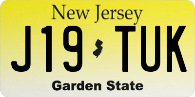 NJ license plate J19TUK
