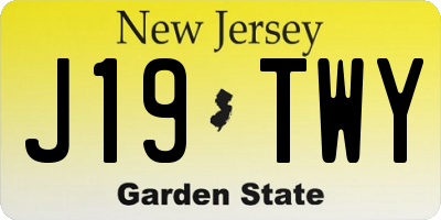 NJ license plate J19TWY