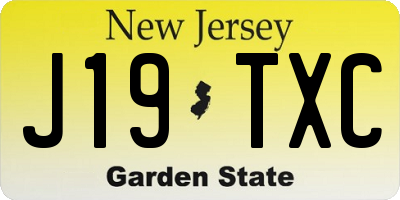 NJ license plate J19TXC