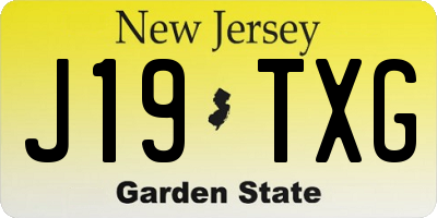 NJ license plate J19TXG
