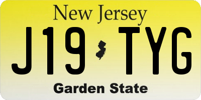 NJ license plate J19TYG
