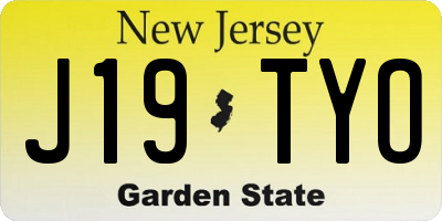 NJ license plate J19TYO