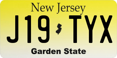 NJ license plate J19TYX