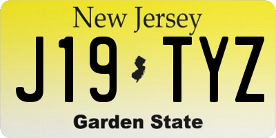 NJ license plate J19TYZ