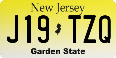 NJ license plate J19TZQ
