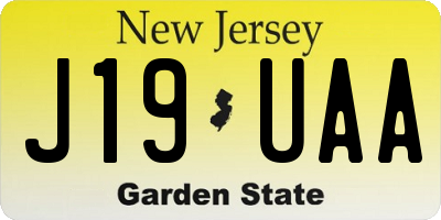 NJ license plate J19UAA