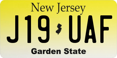 NJ license plate J19UAF