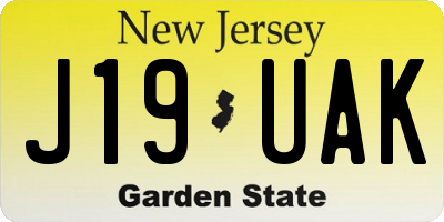 NJ license plate J19UAK