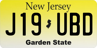 NJ license plate J19UBD