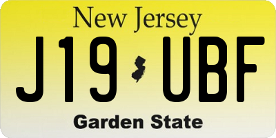 NJ license plate J19UBF