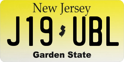 NJ license plate J19UBL
