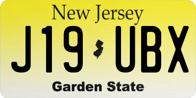 NJ license plate J19UBX
