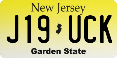 NJ license plate J19UCK