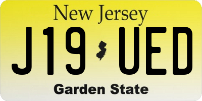 NJ license plate J19UED