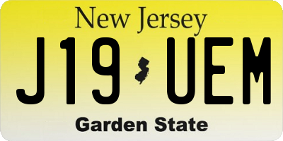 NJ license plate J19UEM